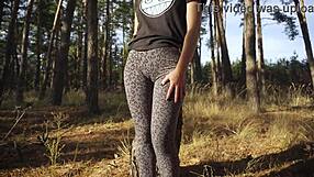 Teen In Leopard Leggings Flaunts Fat Cameltoe And Tight Pussy Lips Outdoors