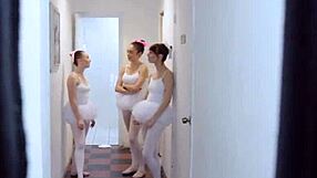 young ballerinas drop to knees blowing instructor's thick cock in group lesson gone hardcore