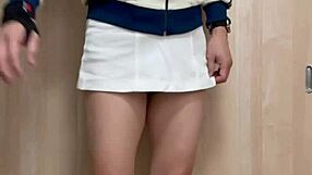 Japanese tennis girl teases skirt bloomers with anal play fetish