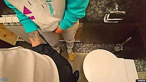 Kinky milf teacher takes cum in wet panties during school toilet masturbation pov