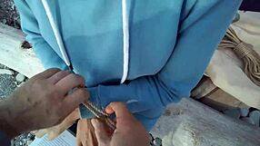 i'm sofi tied up against the sea reading my book in this hot pov view