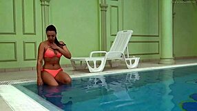 Does Hungarian Milf Sazan Tease Her Big Tits Underwater in Pool?