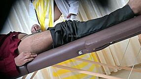 Lucky Patient Receives Steamy Handjob from Sexy Doctor