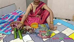 Desi bhabhi forced fucked by customer while selling vegetables up close.
