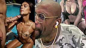 Creampied Bald Pussy Leaks Cum on Tan Teen Slut Face