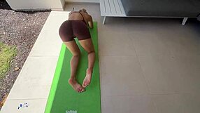 fucking this hot yoga trainer's juicy pussy outdoors in crowded park during daytime