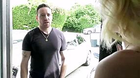 horny blonde teen bend over outdoors in heels for doggystyle facial cum on small natural tits?