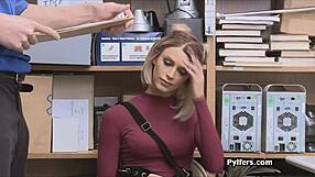 Sporty blonde shoplifter gets hardcore fucked on hidden action cam!