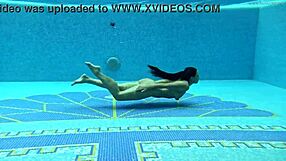 Does Hungarian Milf Sazan Tease Her Big Tits Underwater in Pool?