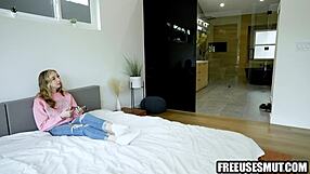 STEPBROTHER fucks STEPSISTER and freeuse TEEN roommate anytime in DORM with hardcore GROUP action