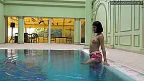 lady dee swims so cute and shy as czech teen in pool