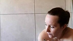 yo cute skinny neighbor babe smokes in bathroom looking hot