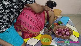 Desi bhabhi forced fucked by customer while selling vegetables up close.