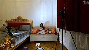 super hot brunette babe spits on big cock for quick cum pov