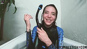 Skinny Bikini Babe in Spandex Dives into Underwater Pool Sex Action