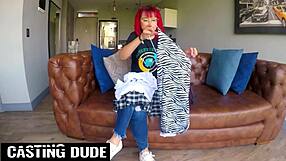 18yo Redhead Latina GAGS on Monster Cock in Sloppy Casting