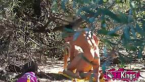 Briseida bangs random guys outdoors ripping clothes in rough petite group quickie