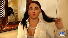 Hey cougar, watch sexy Casey Cumz stroke Miles Long's throbbing dick till massive facial explosion