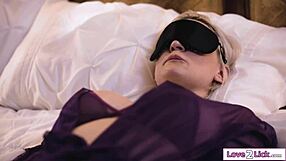 stepmom blindfolded while i secretly lick her wet pussy with friends