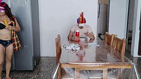 ADORABLE LATINA MAID FLASHES BIG NATURAL TITS FULFILLING DARK FETISH FOR HER MAN