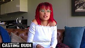 18yo Redhead Latina GAGS on Monster Cock in Sloppy Casting