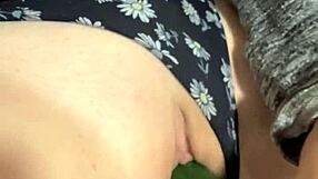 milf rips clothes for cucumber masturbation squirting explosion