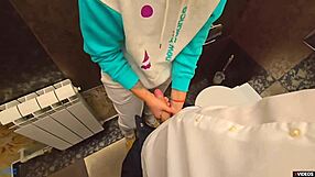 Kinky milf teacher takes cum in wet panties during school toilet masturbation pov