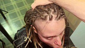 her leather jacket ignites wild blowjob doggystyle desk pounding