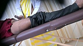 Lucky Patient Receives Steamy Handjob from Sexy Doctor