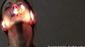 Emily T tied slave takes brutal garage facial punishment