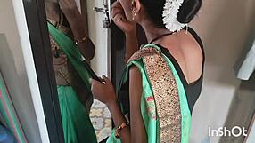 village bhabhi shivani strips green saree teasing
