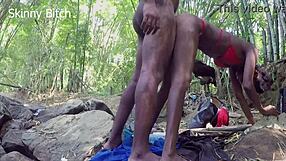 Forest Sex Thrill: Muscular Bodybuilder Dominates Skinny Legs