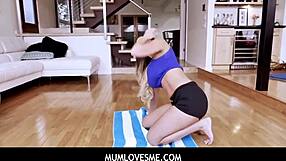 Yoga STEPMOM Brooklyn Chase STRETCHES for stepson