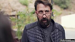 host's pressuring this teen tourist to fuck him hard