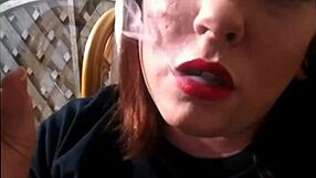 Tina Snua Sexy BBW Smokes Cork Cigarette with Drifts Snap Inhales Double Pumping Nose Exhales
