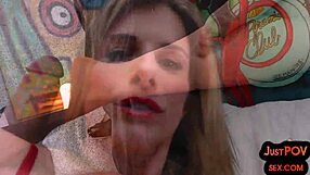 busty milf in lingerie gives pov footjob then more