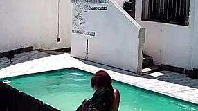 hey caught my neighbor banging black guy by the pool with her hubby watching