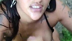 Horny Latina Wife Sucks Hubby on Public Beach Takes Facial Cumshot