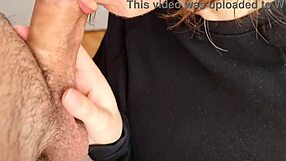 Her Hands Stroke Huge Cock to Explosive Cumshot Splattering Clothes in POV