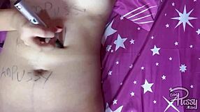 Asian Teen Writes Pussy on Naked Body