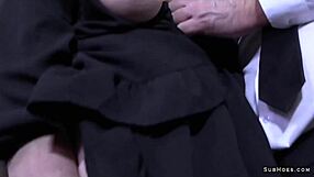 blonde milf primal moon dominated with rough spanking hair pulling and facial cumshots in stockings