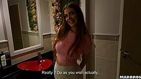 Belgian friend's skinny young sister fucked rough anal double penetration in public restrooms outdoors