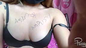 Asian Teen Writes Pussy on Naked Body