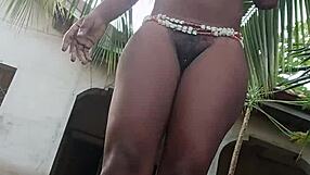 Crazy Bitch Strips Teases Outdoor at Stepdad's Mansion