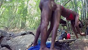 Forest Sex Thrill: Muscular Bodybuilder Dominates Skinny Legs