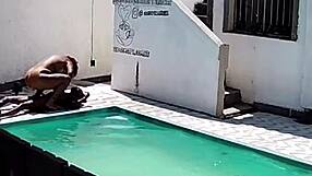 hey caught my neighbor banging black guy by the pool with her hubby watching