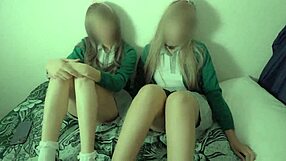 two sexy latina college girls kiss and fuck classmate in homemade trio