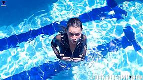 wet pussy thrills as jessica bunny's petite latina body swims underwater