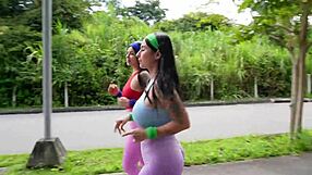 two big ass babes workout then anal ride pov