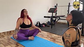 Bent Over Big Tits Colombian Milf Licked in Yoga Scissoring Therapy